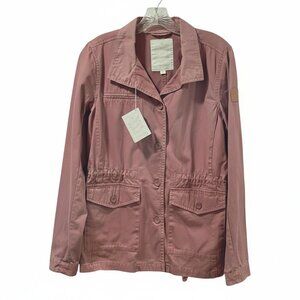 ELEMENT Eden Tango Red/Dusty Rose Long Sleeve Twill Button Up Jacket Women M NWT